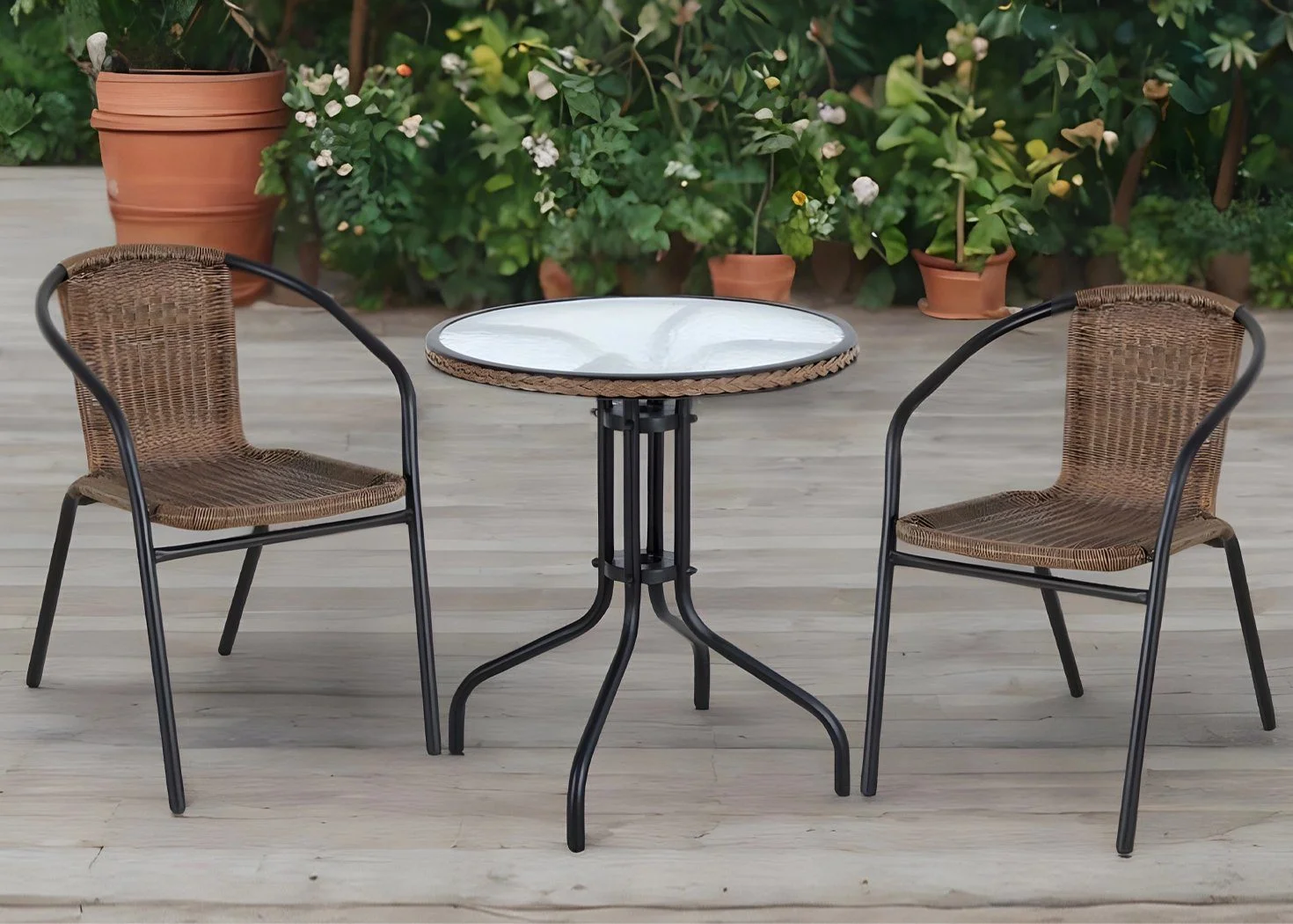 3-Piece Outdoor Rattan Bistro Set - Image 3