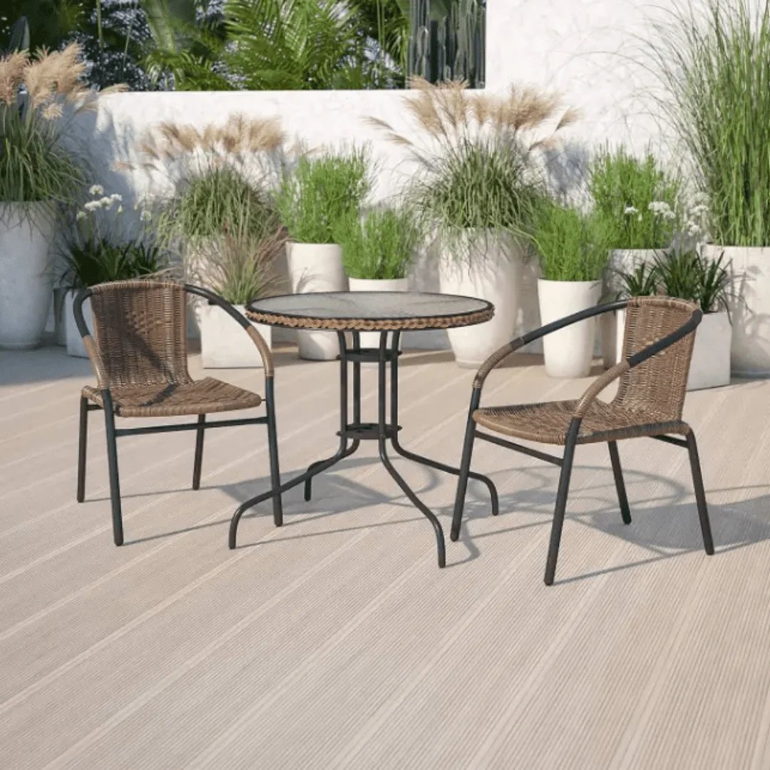 3-Piece Outdoor Rattan Bistro Set