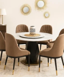 Alternative view of Veloura Marble Dining Table + 6 Dining Chairs