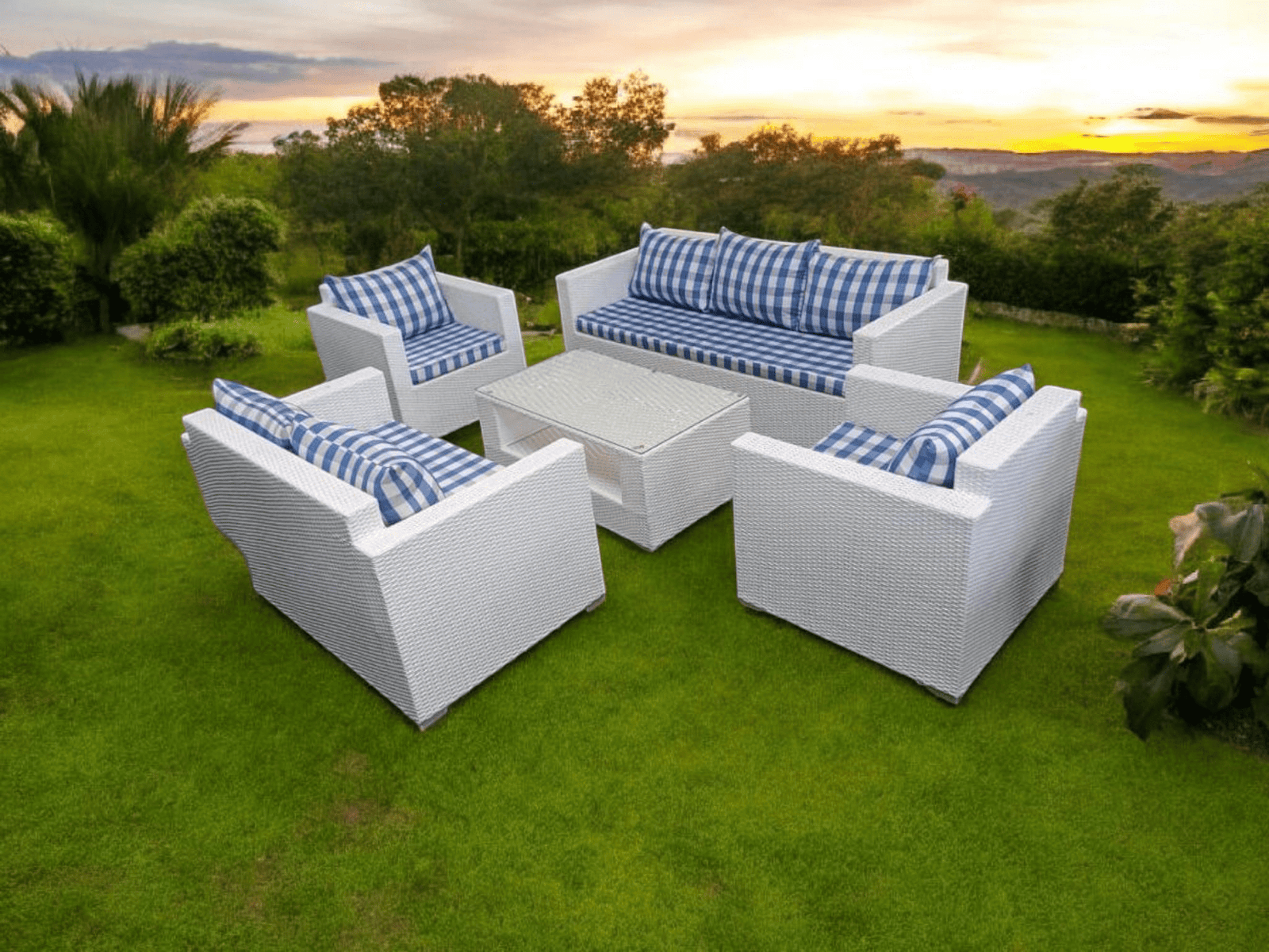 Patio Paradise 7 Seater Outdoor Sofa + Centre Table