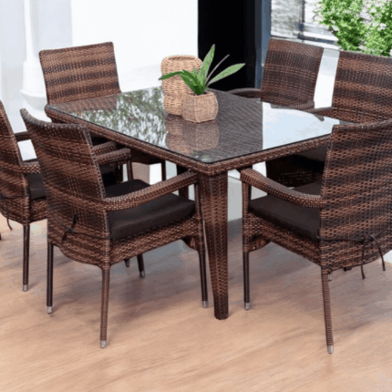 Verdant-6 Seater Outdoor Dining Table + 6 Chairs
