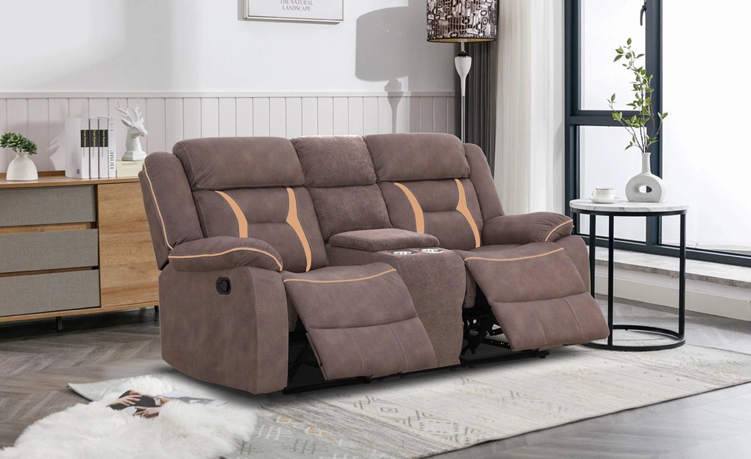 Sleeksit-6 Seater Fabric Recliner Sofa (3+2+1) - Image 5