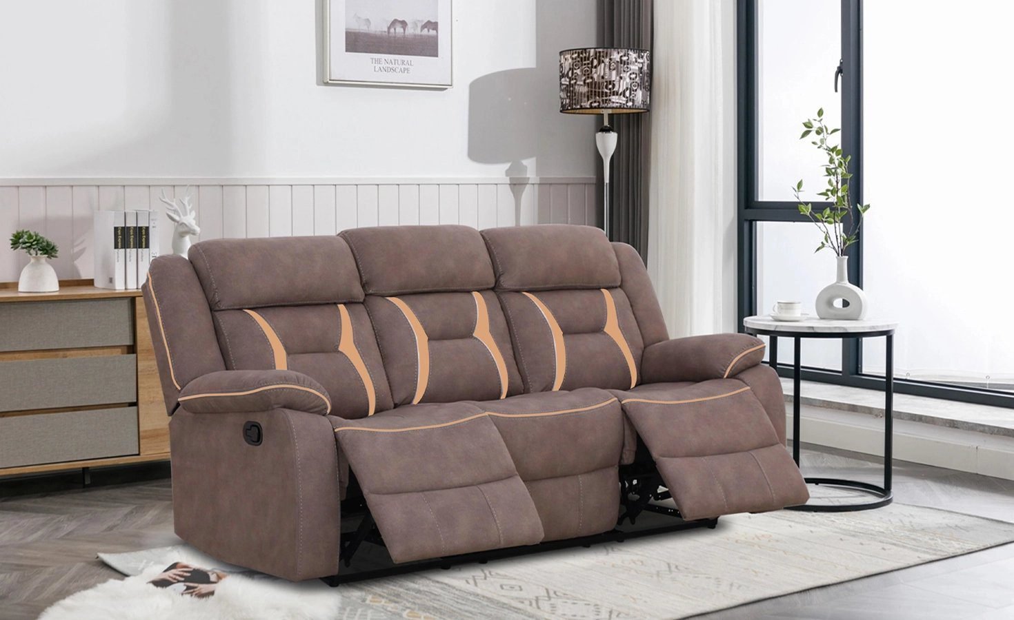 Sleeksit-6 Seater Fabric Recliner Sofa (3+2+1) - Image 3