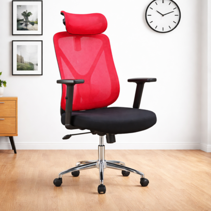 Settlein High Back Office Chair ergonomic mesh office chair with headrest and chrome base