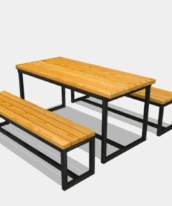 1.85m Guidepost Wooden Bench with Metal Framing