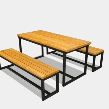 1.85m Guidepost Wooden Bench with Metal Framing