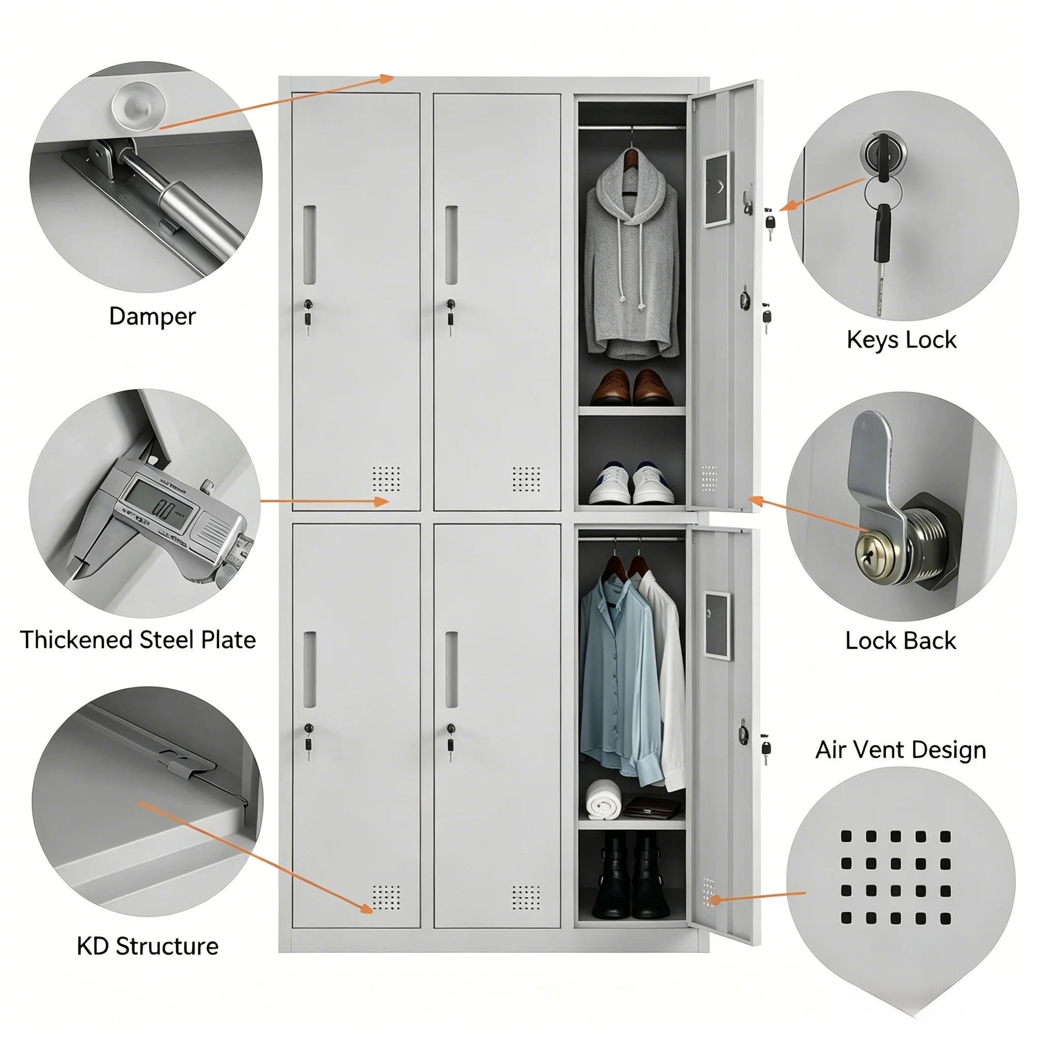 6-Door Steel Locker Cabinet - Image 2