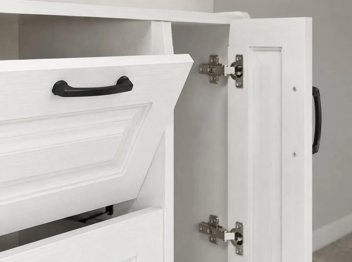 White Bucket Flip Shoerack Cabinet - Image 3