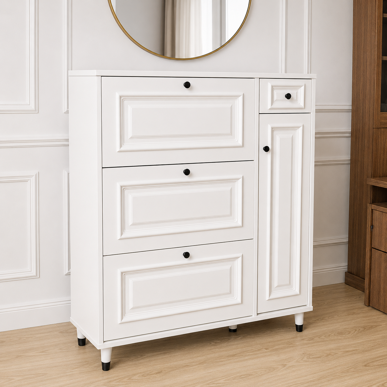 White Bucket Flip Shoerack Cabinet